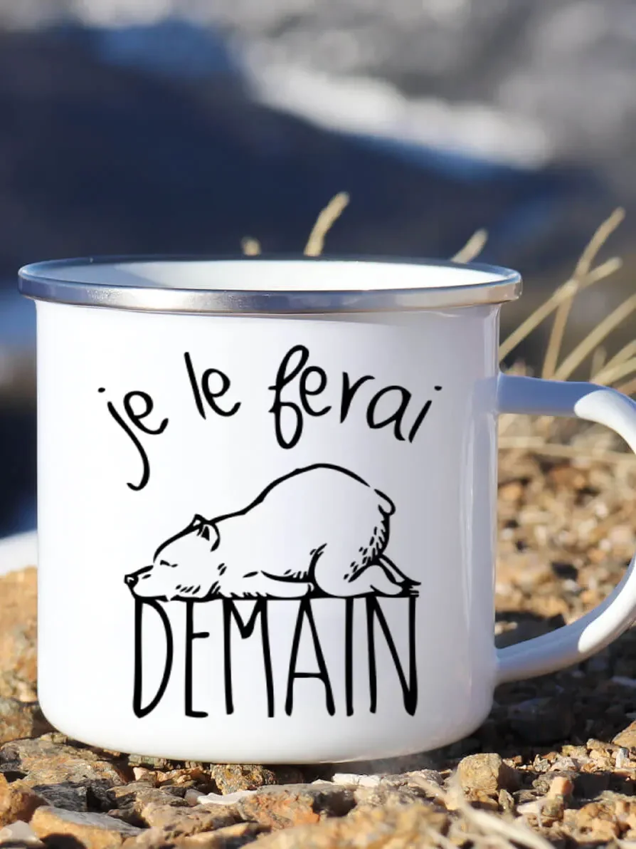 Cute Enamel Coffee Mug French  - Wine Beer Coffee Drink recension och pris