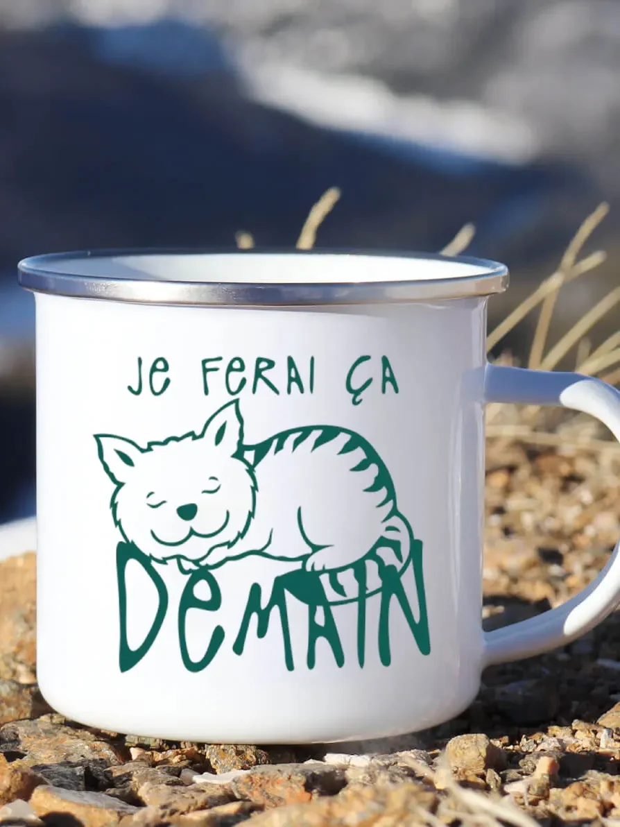 Cute Enamel Coffee Mug French  - Wine Beer Coffee Drink recension och pris