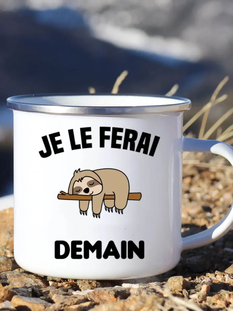 Cute Enamel Coffee Mug French  - Wine Beer Coffee Drink recension och pris