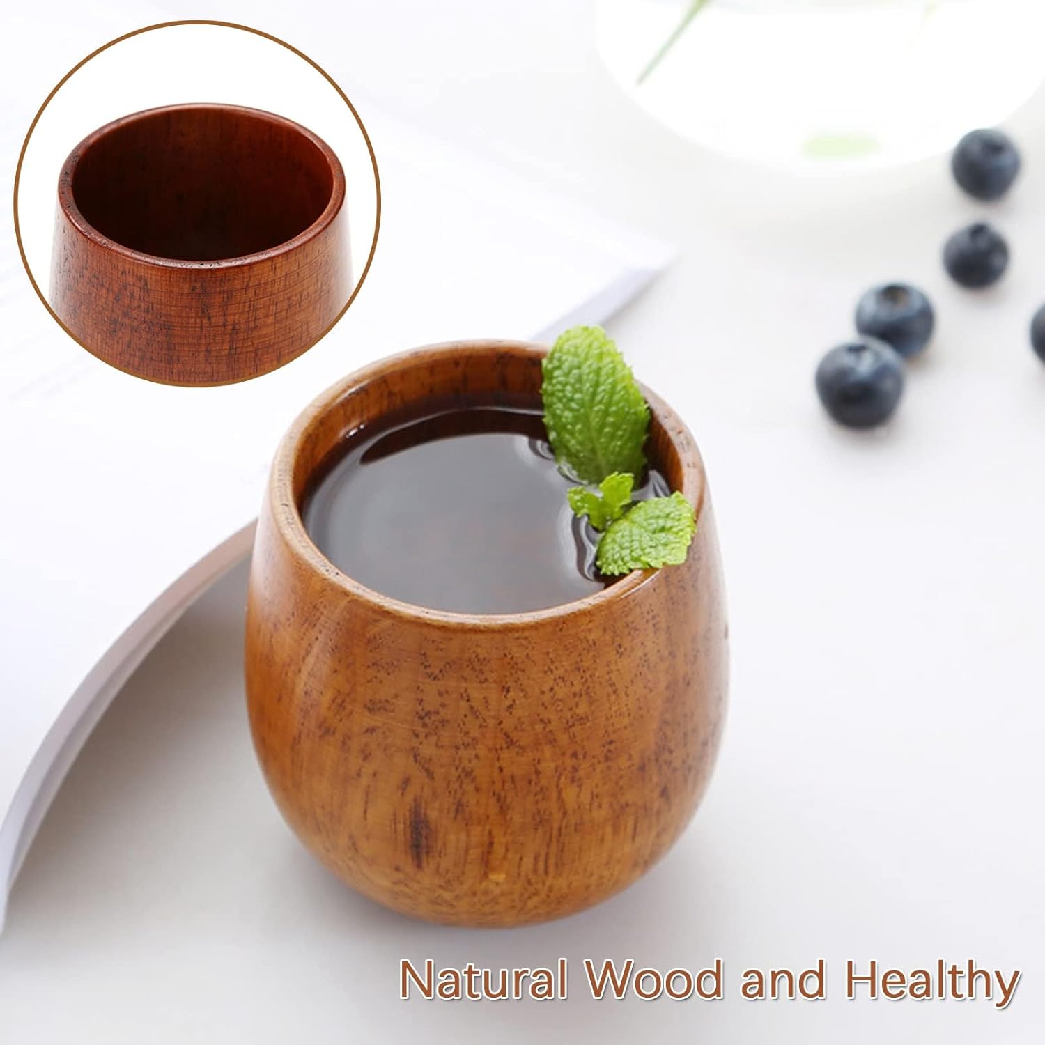 Wooden Tea Cups Top Grade Natu - Wine Beer Coffee Drink recension och pris