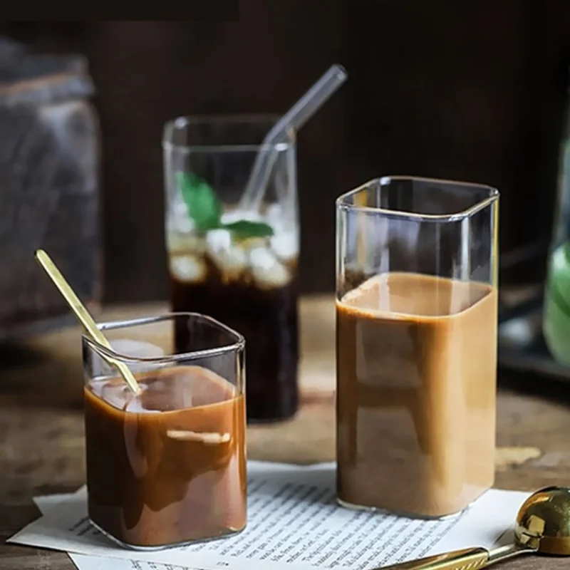 Square Simple Glass Cup Clear  - Wine Beer Coffee Drink recension och pris