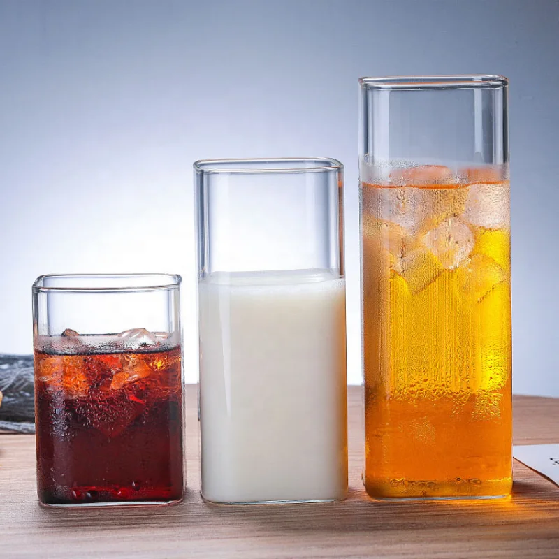 Square Simple Glass Cup Clear  - Wine Beer Coffee Drink recension och pris