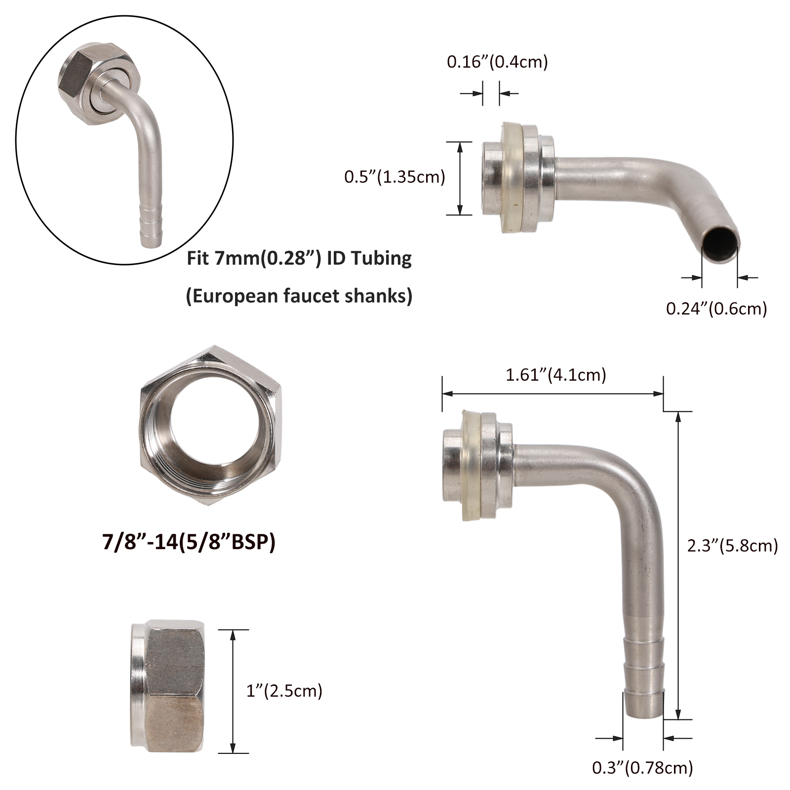 Hex Beer Nut Elbow Tail Piece  - Craft Beer & Wine U- recension och pris